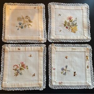 Floral Embroidered Lace Trim squares for a tea party
